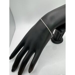 Rhodium Plated Popcorn 925 Sterling Silver Bracelet - 6.5"+1" Approx 1.4mm